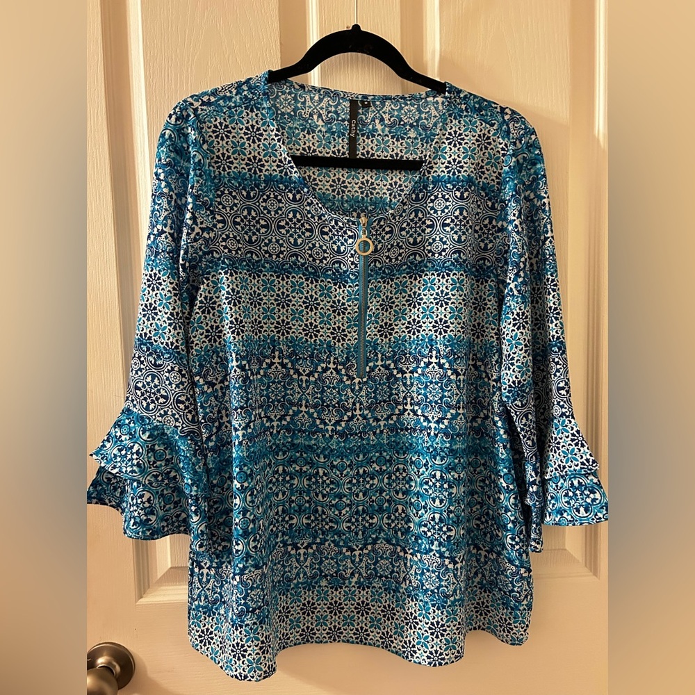 Cathy Brand Zip neck blouse